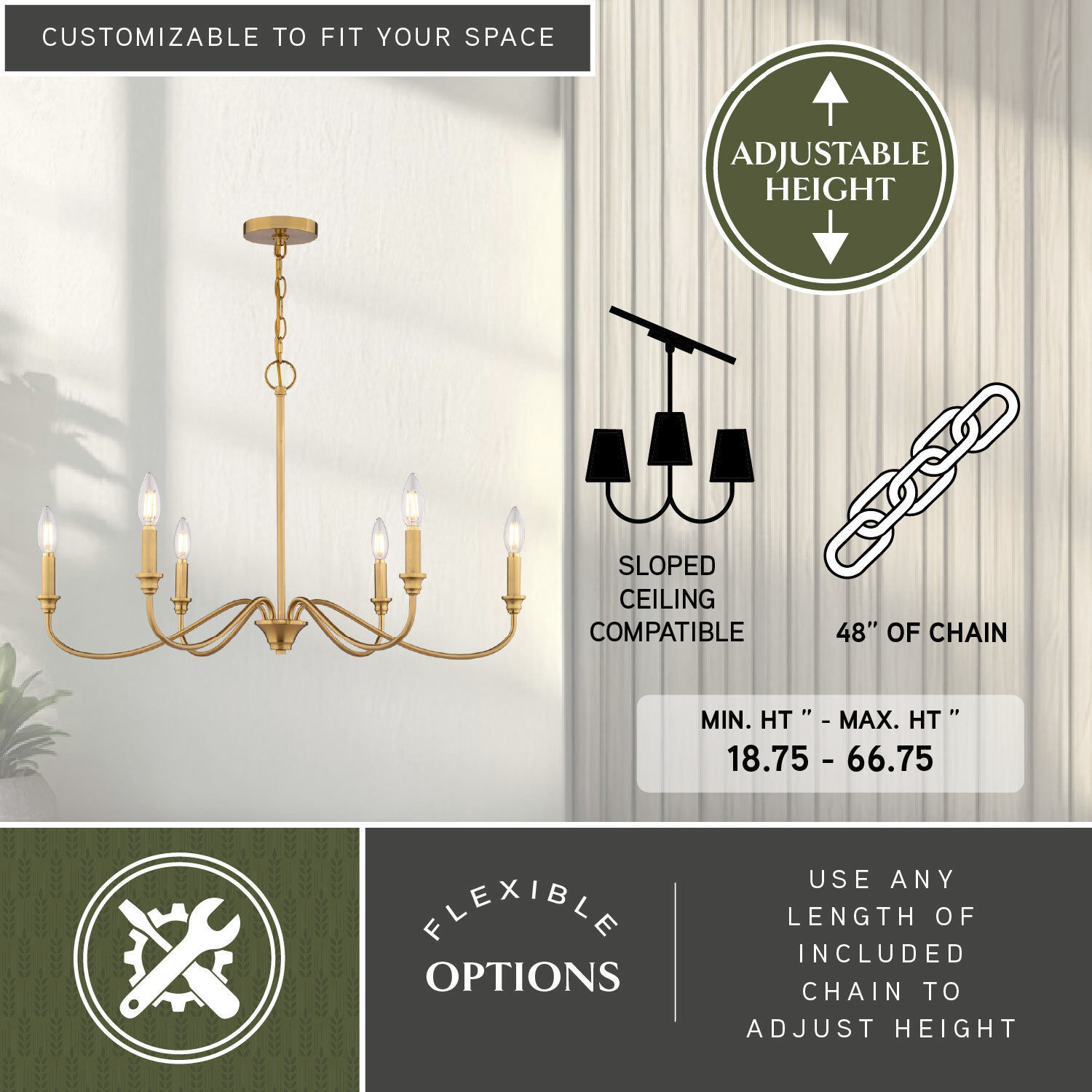 Annabelle 6 Light 30 inch Muted Brass Chandelier Ceiling Light