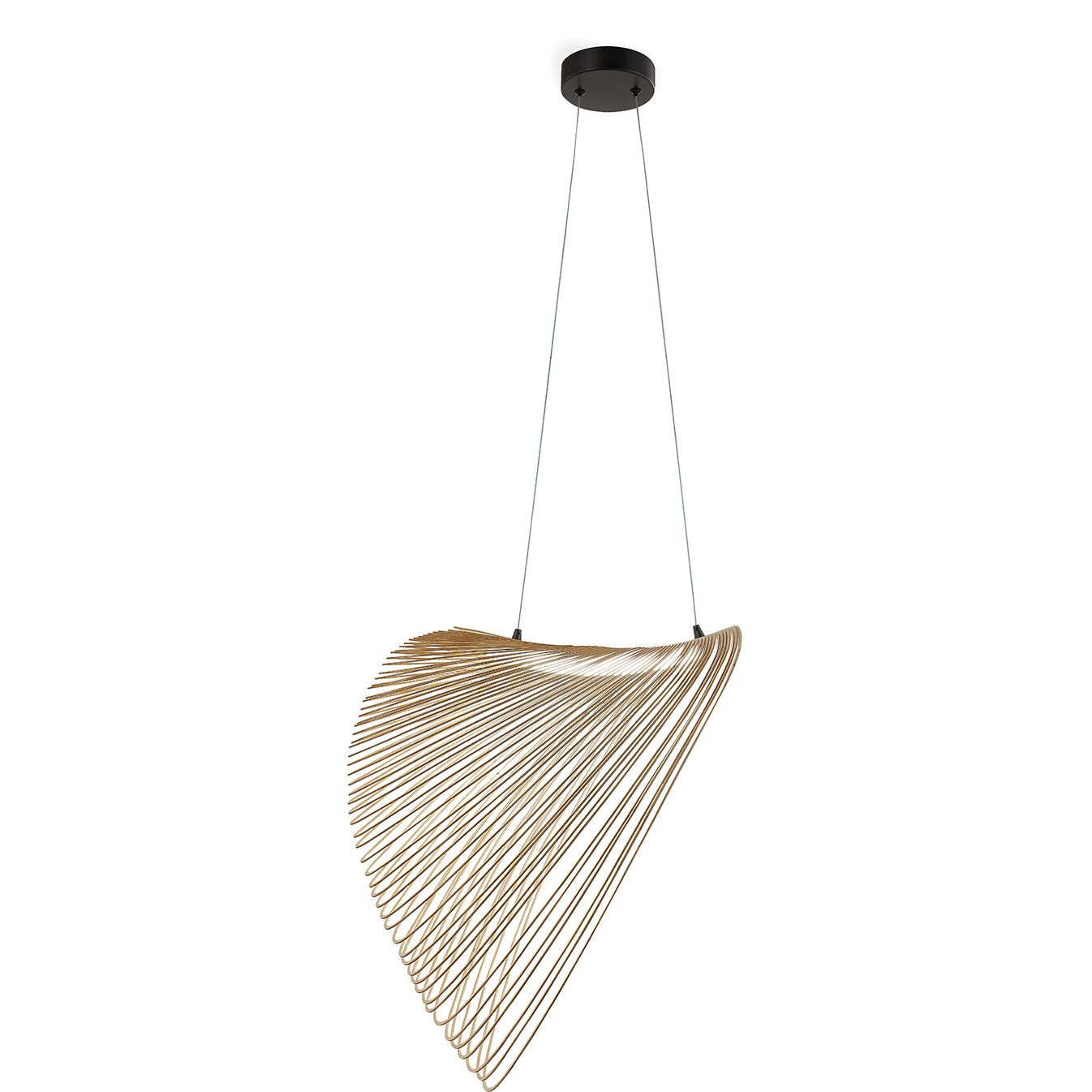 Eco Collection - Madera Family 23.75 inch Matte Black Pendant Ceiling Light in Natural Wood, EVOLV