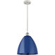 Ballston Plymouth Dome LED 12 inch White and Polished Chrome Mini Pendant Ceiling Light in Matte Blue