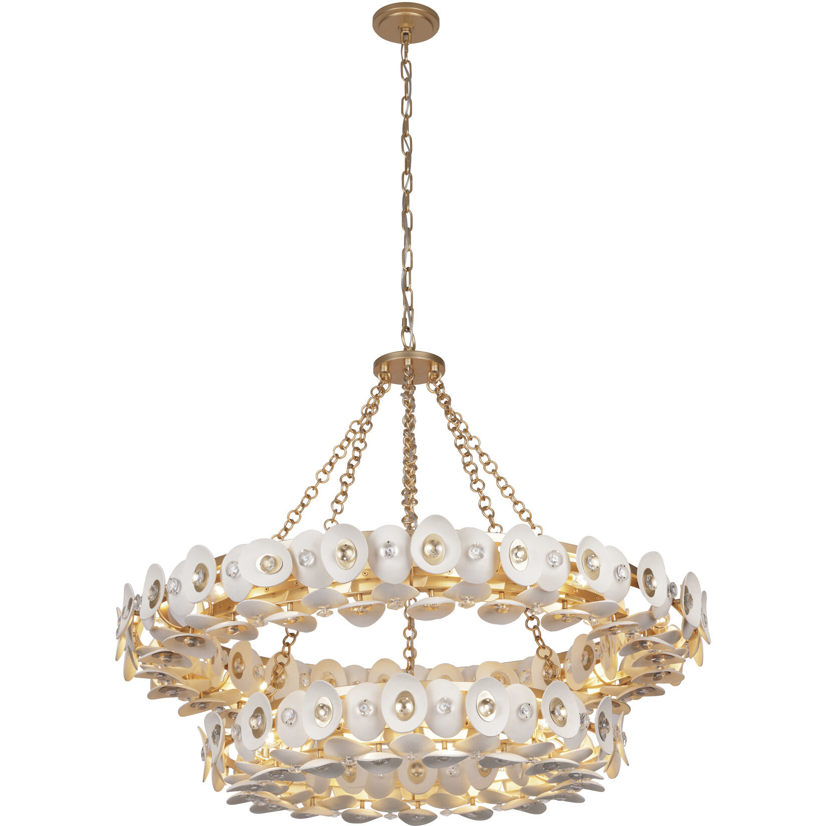 Niu 22 Light 39 inch Coconut Shell Gold / Coconut Shell White Chandelier Ceiling Light