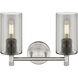 Downtown Urban Crown Point 2 Light 13.88 inch Satin Nickel Bath Vanity Light Wall Light in Plated Smoke