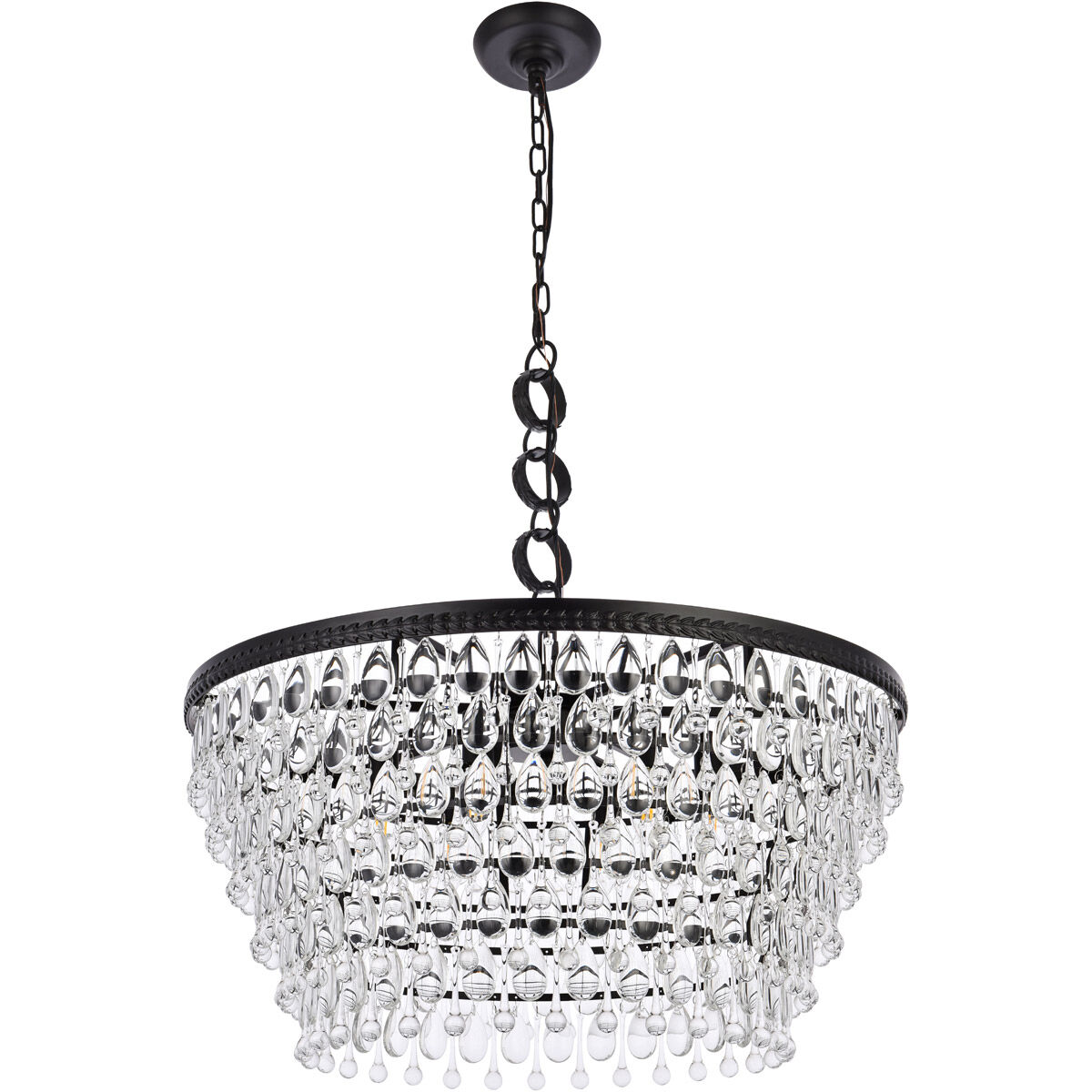 Nordic 6 Light 28 inch Black Chandelier Ceiling Light