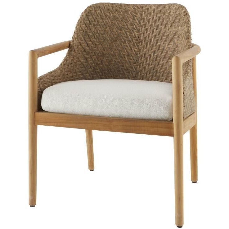 Chilton Pearl and Dark Blonde with Natural Teak Outdoor Dining Chair