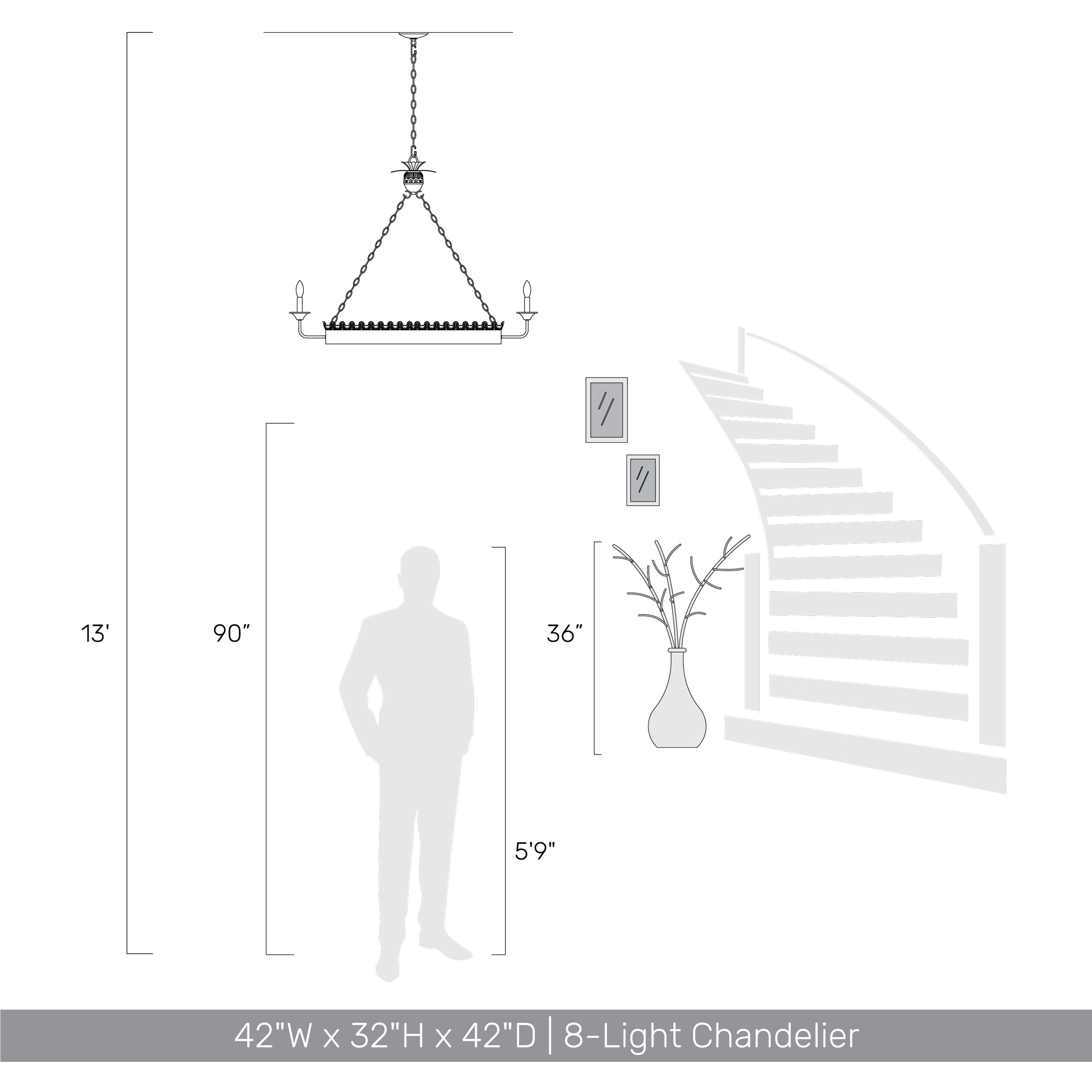 Finley 8 Light 42 inch Vintage Sage Chandelier Ceiling Light