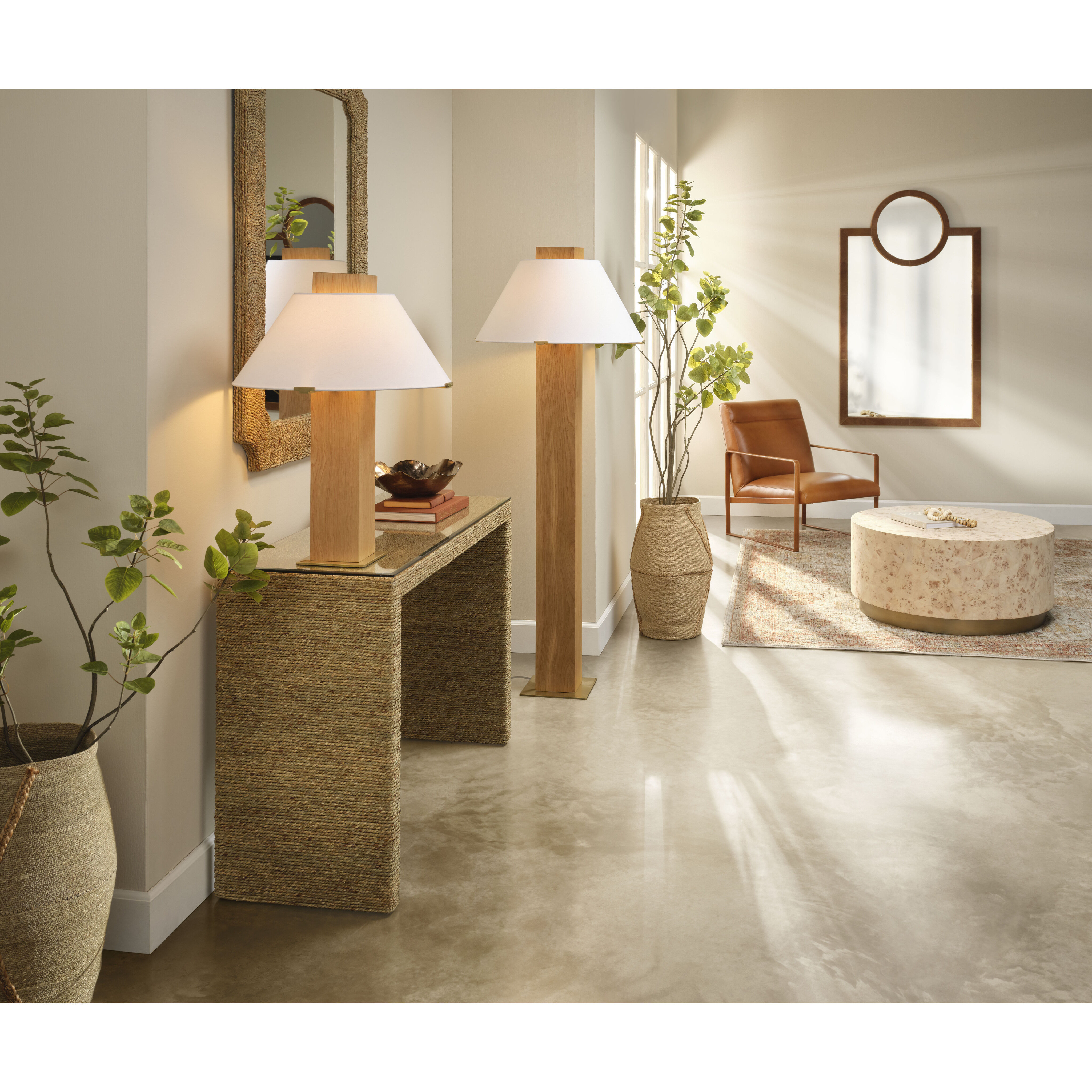 Craftsman 65.75 inch 60 watt Natural Oak Floor Lamp Portable Light, Inline