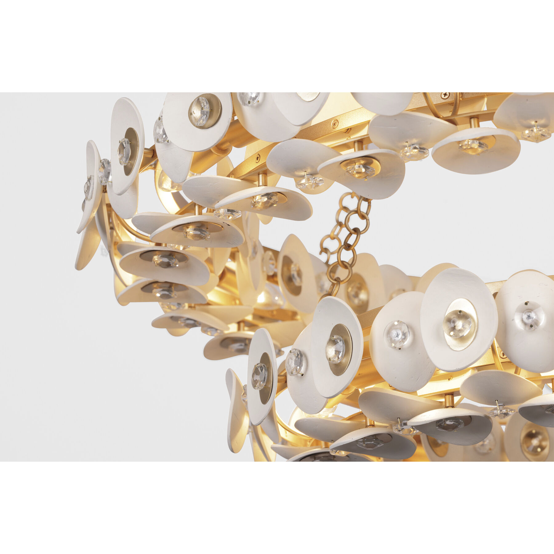 Niu 22 Light 39 inch Coconut Shell Gold / Coconut Shell White Chandelier Ceiling Light