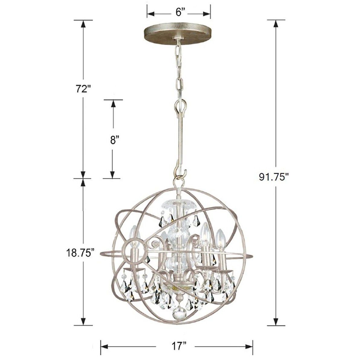 Solaris 4 Light 17 inch Olde Silver Mini Chandelier Ceiling Light in Clear Hand Cut