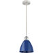 Ballston Plymouth Dome LED 8 inch White and Polished Chrome Mini Pendant Ceiling Light in Matte Blue