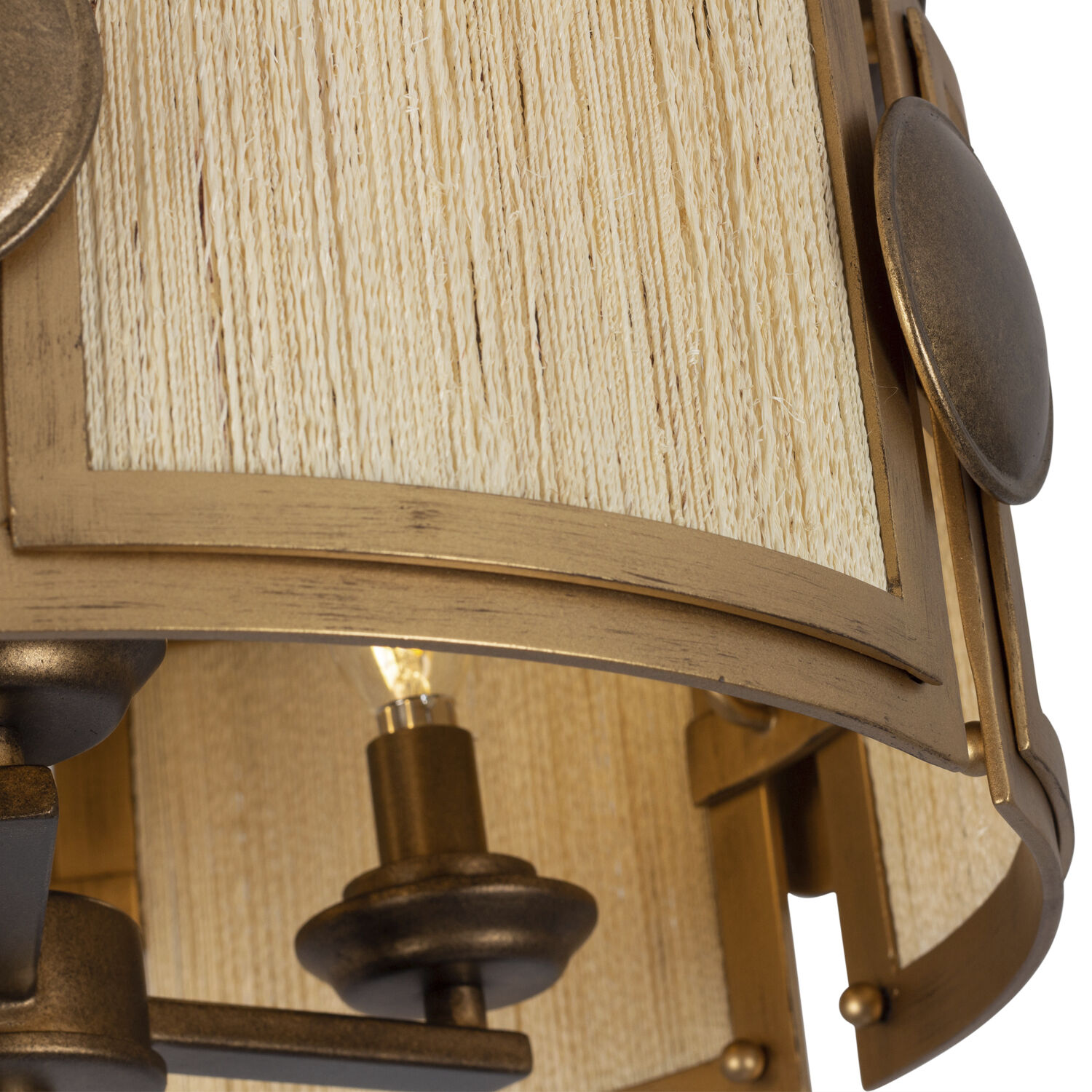 Button 3 Light 18 inch Pearlized Antique Brass and Modern Gold Semi Flush Mount Ceiling Light