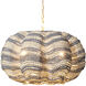 Clamshell 4 Light 37 inch White and Blue Wood Beads Chandelier Ceiling Light