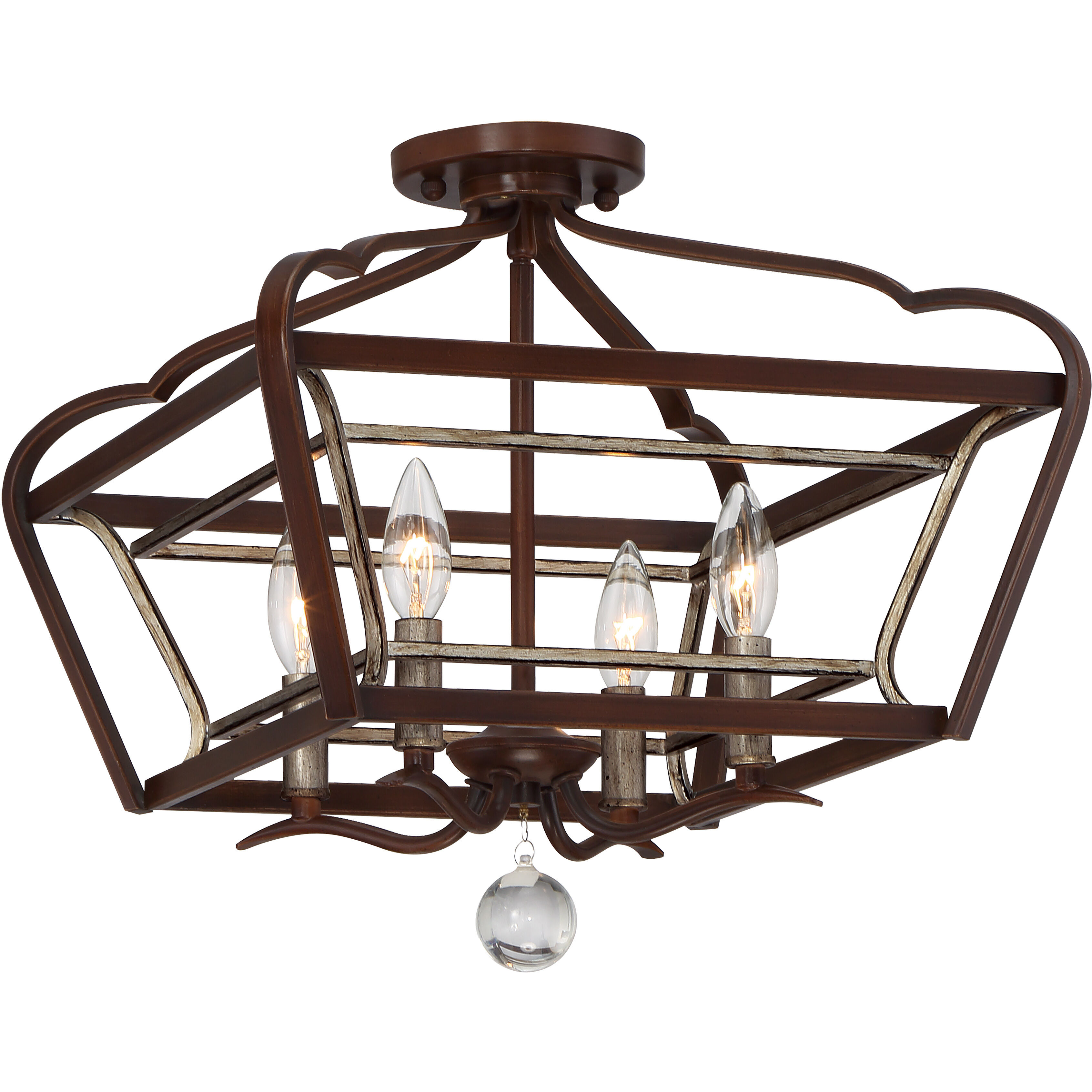 Astrapia 4 Light 16 inch Dark Rubbed Sienna/Aged Silver Semi Flush Mount Ceiling Light