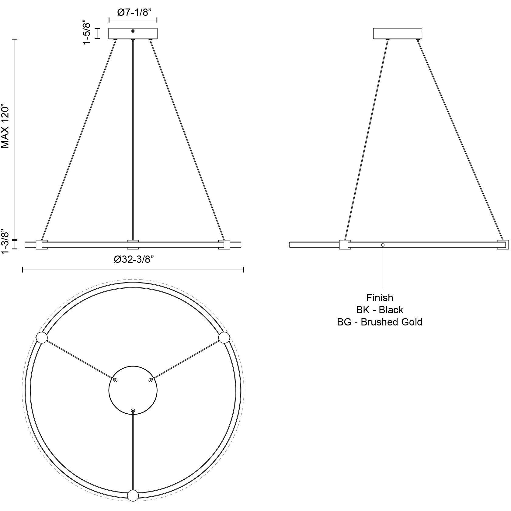 Bruni LED 32.38 inch Black Pendant Ceiling Light
