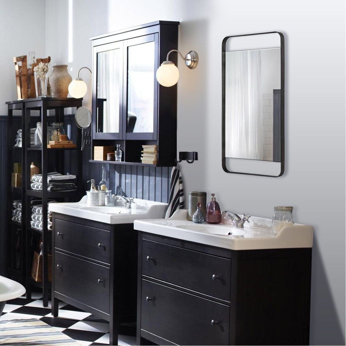 Tiffey 38.2 X 20 inch Charcoal Grey Wall Mirror