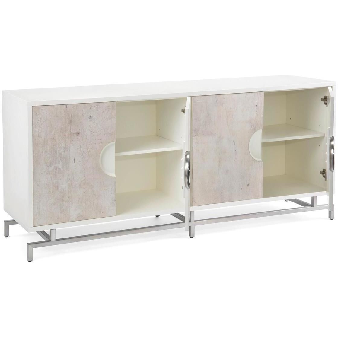 Dante 78 inch Beluga White and Tiza Gesso Credenza, Four Door