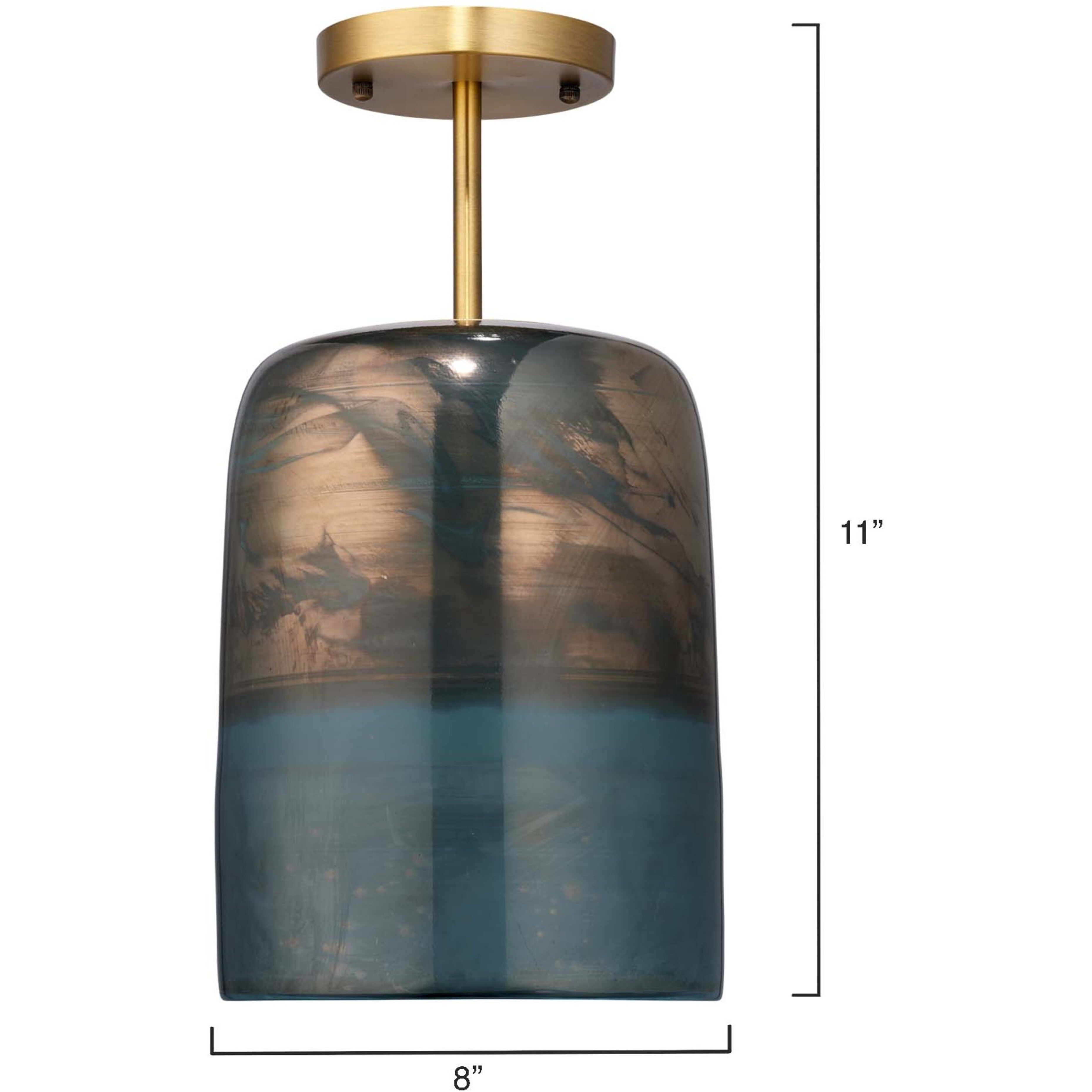 Vapor 1 Light 8 inch Antique Brass Semi-Flush Mount Ceiling Light