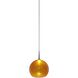 Bobo LED 6 inch Matte Chrome Small Pendant Ceiling Light in Amber Glass