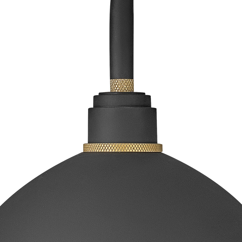 Foundry Dome Outdoor Barn Light in Textured Black, Gooseneck