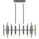 Kane Island Chandelier Ceiling Light in Polished Nickel, Smoky Taupe