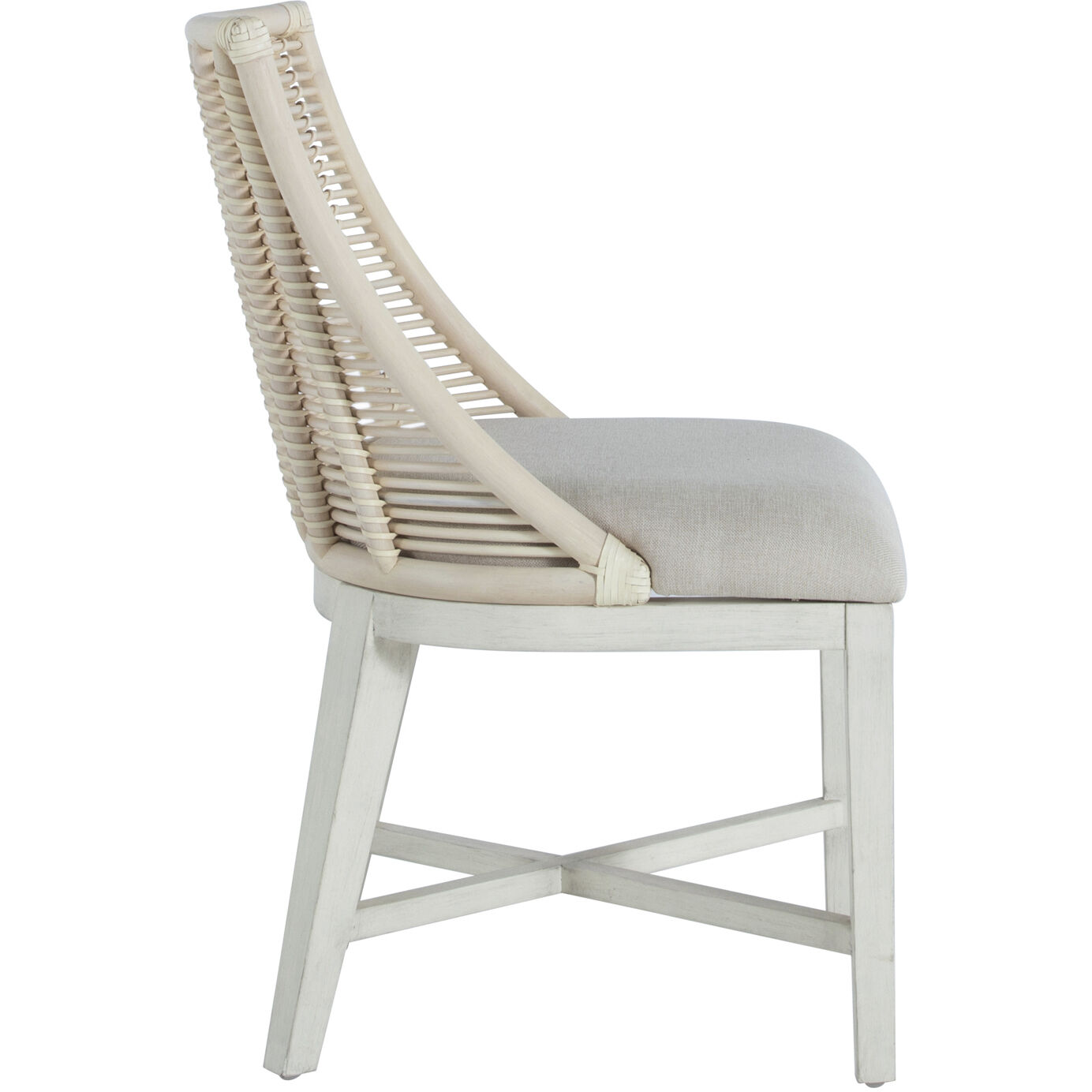 Hamlet White Rattan / White Leather / Vienna Custard / Sesame White Dining Chair