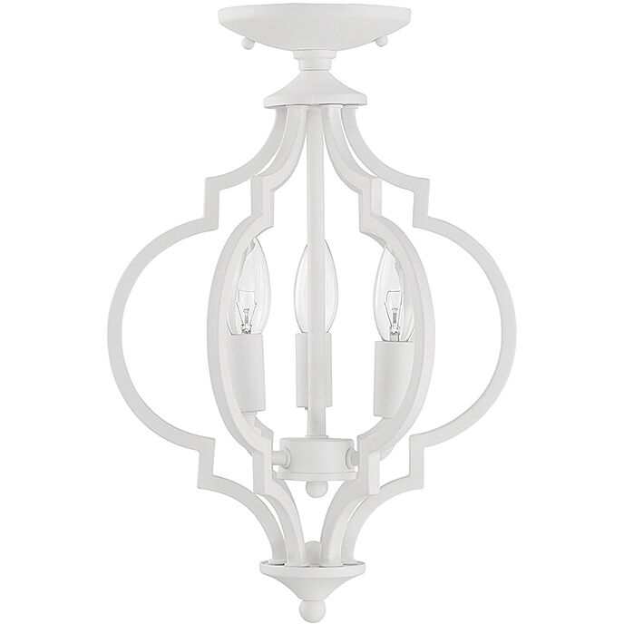 Transitional 3 Light 11 inch Bisque White Convertible Semi-Flush or Pendant Ceiling Light