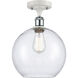 Ballston Large Athens 1 Light 10 inch White and Polished Chrome Semi-Flush Mount Ceiling Light in Seedy Glass, Ballston