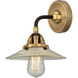 Nouveau 2 Halophane LED 9 inch Black Antique Brass and Matte Black Sconce Wall Light in Clear Halophane Glass