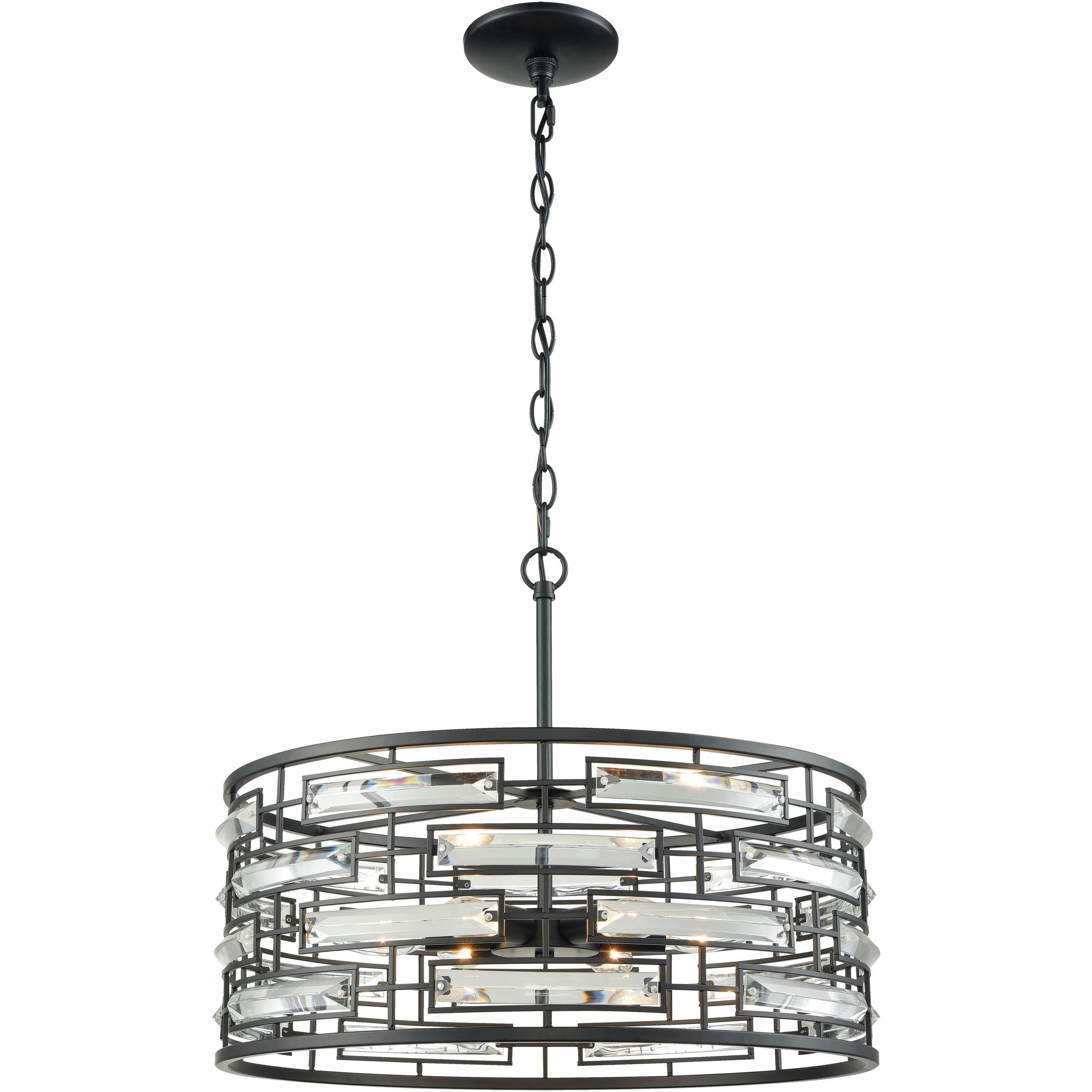 Lineo 6 Light 20 inch Matte Black with Clear Chandelier Ceiling Light