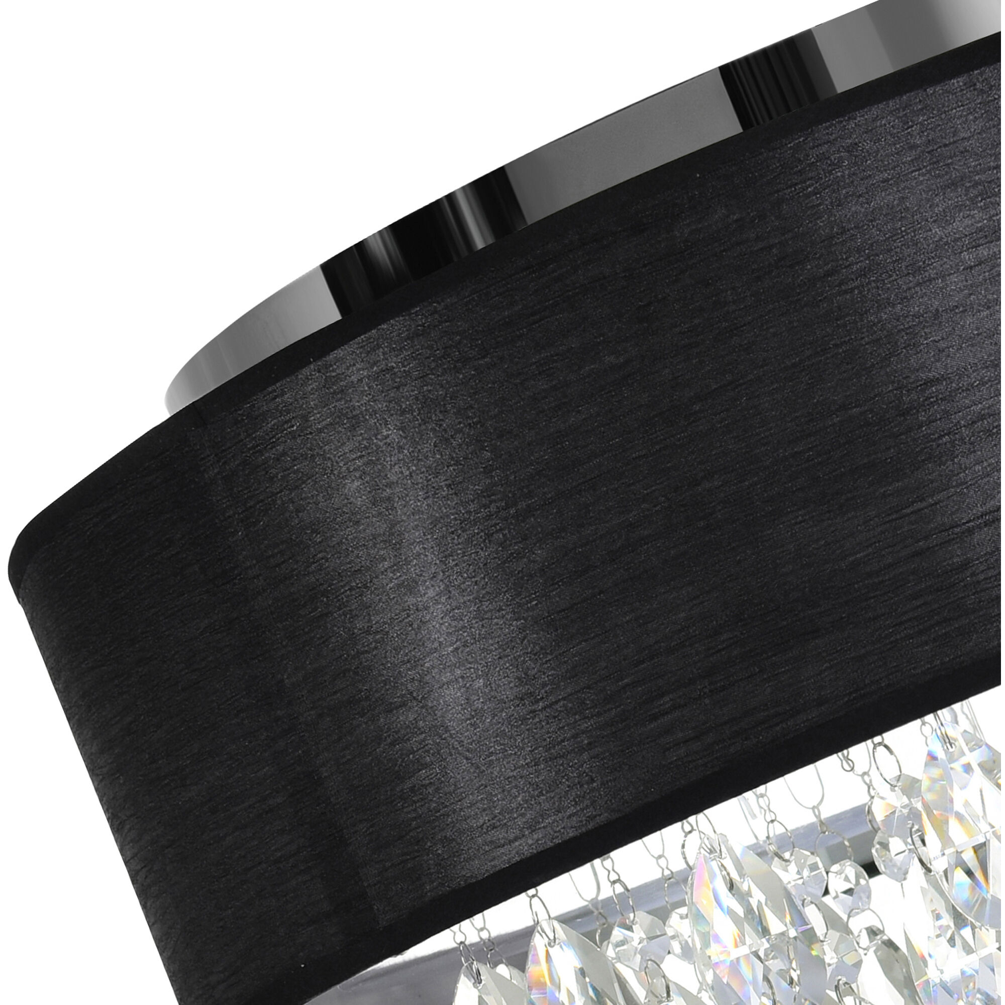 Dash 4 Light 18 inch Chrome Drum Shade Flush Mount Ceiling Light in Black