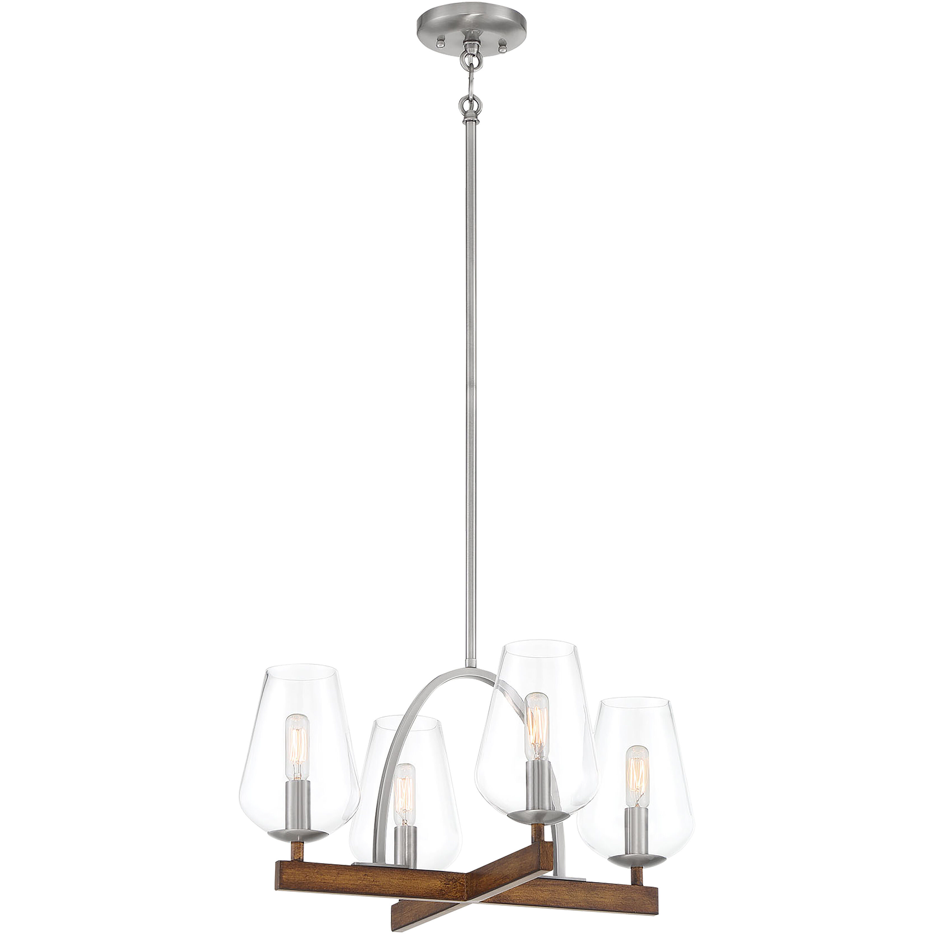 Birnamwood 4 Light 20 inch Koa Wood/Pewter Chandelier Ceiling Light, Convertible