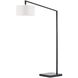 Stretch 75 inch 9 watt Black Arc Floor Lamp Portable Light in White Linen