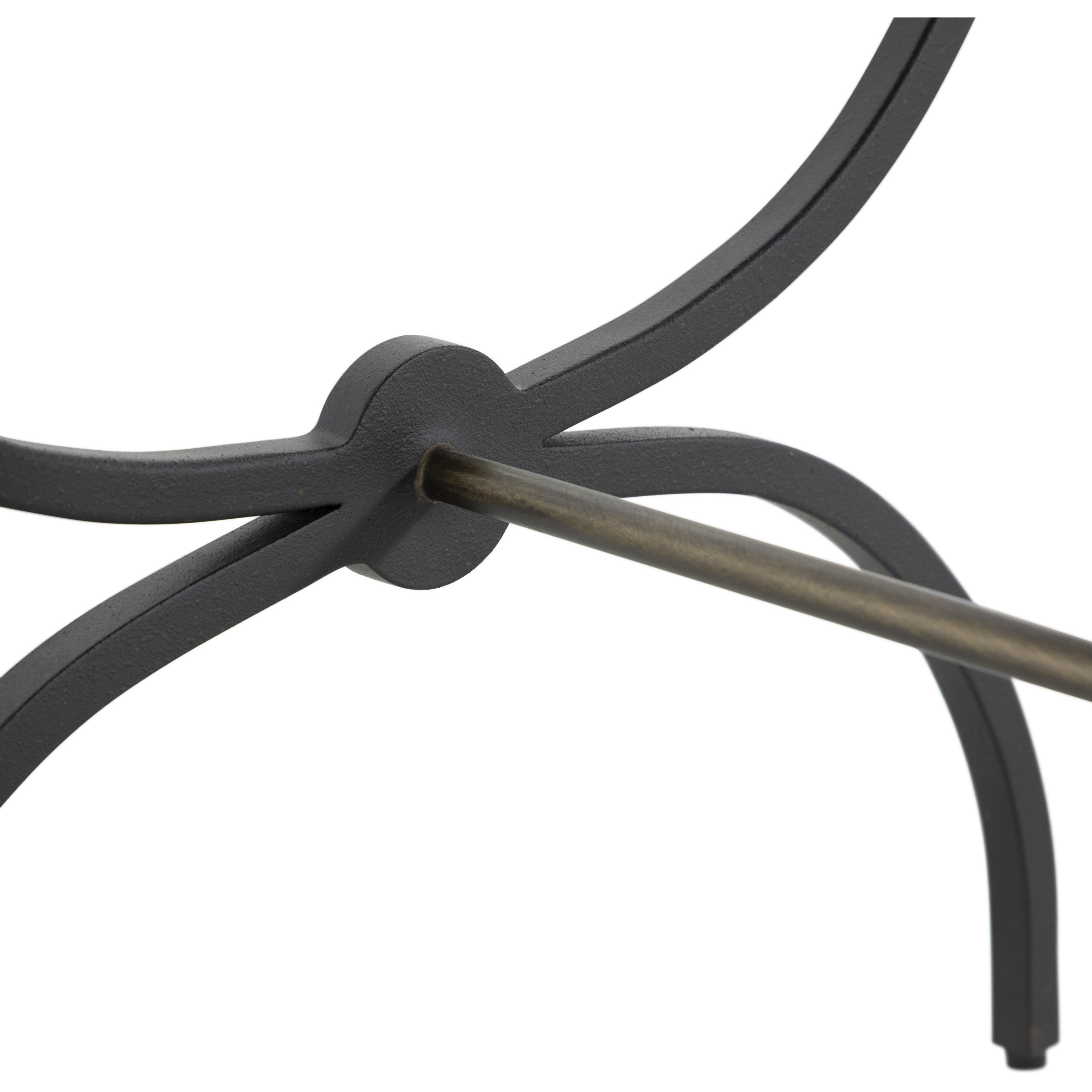 Galvin 21.38 inch Light Grey Leather / Textured Black / Brushed Brass Ottomans Stool