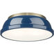 Yep Duncan 2 Light 14 inch Aged Brass Flush Mount Ceiling Light in Navy