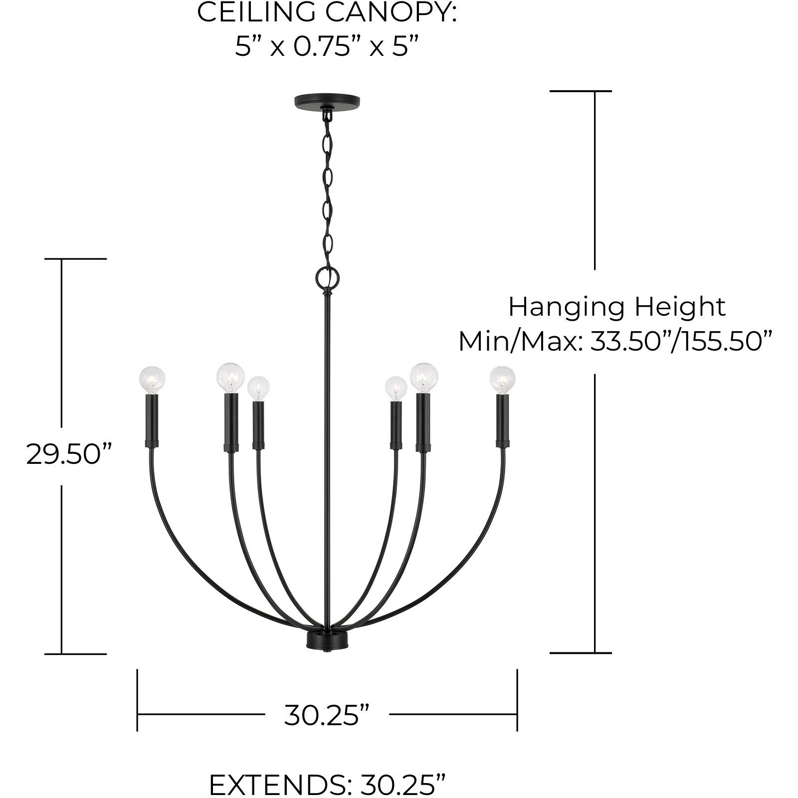 Ansley 6 Light 30.25 inch Matte Black Chandelier Ceiling Light