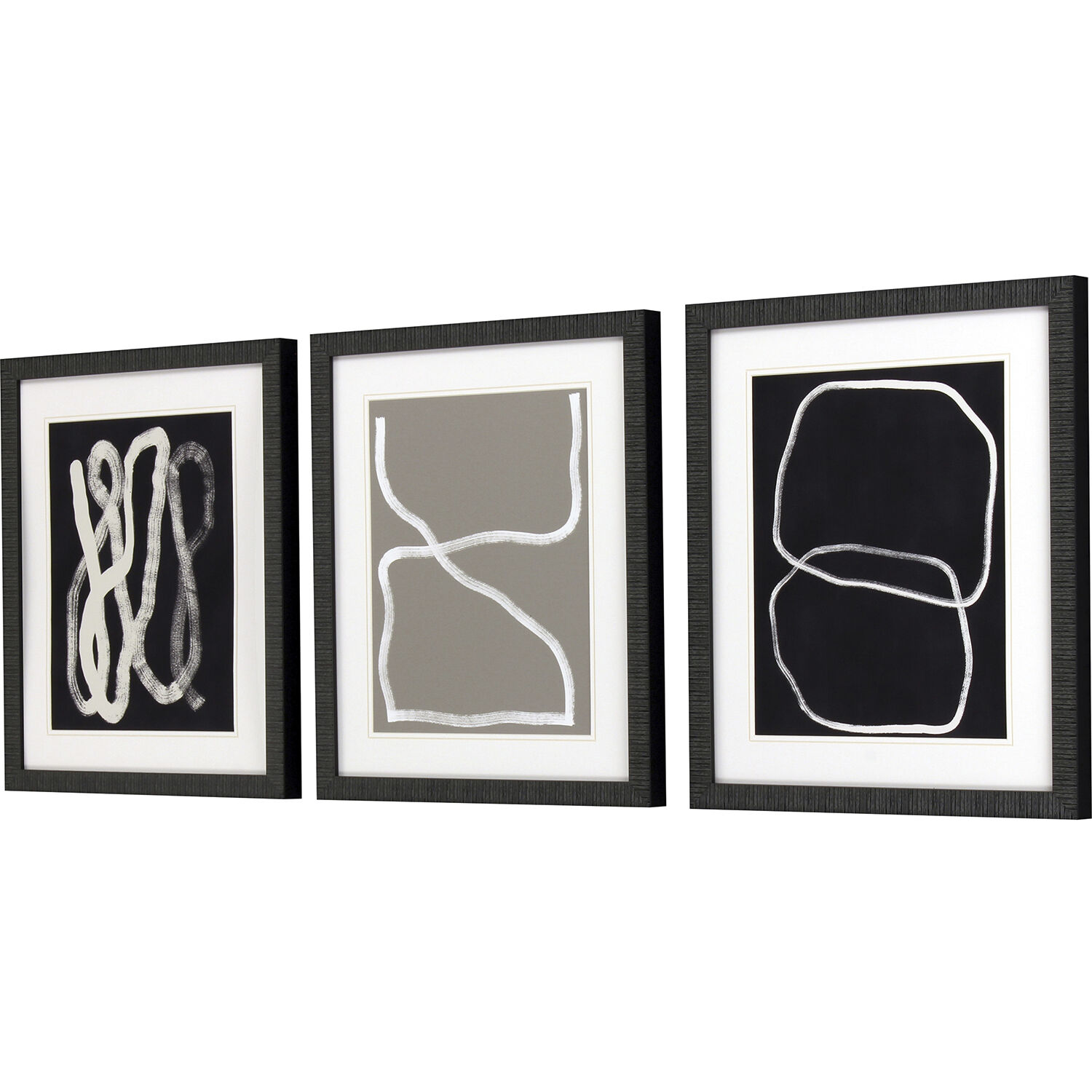 Naive Lines Black and Beige and Neutral and White Framed Art