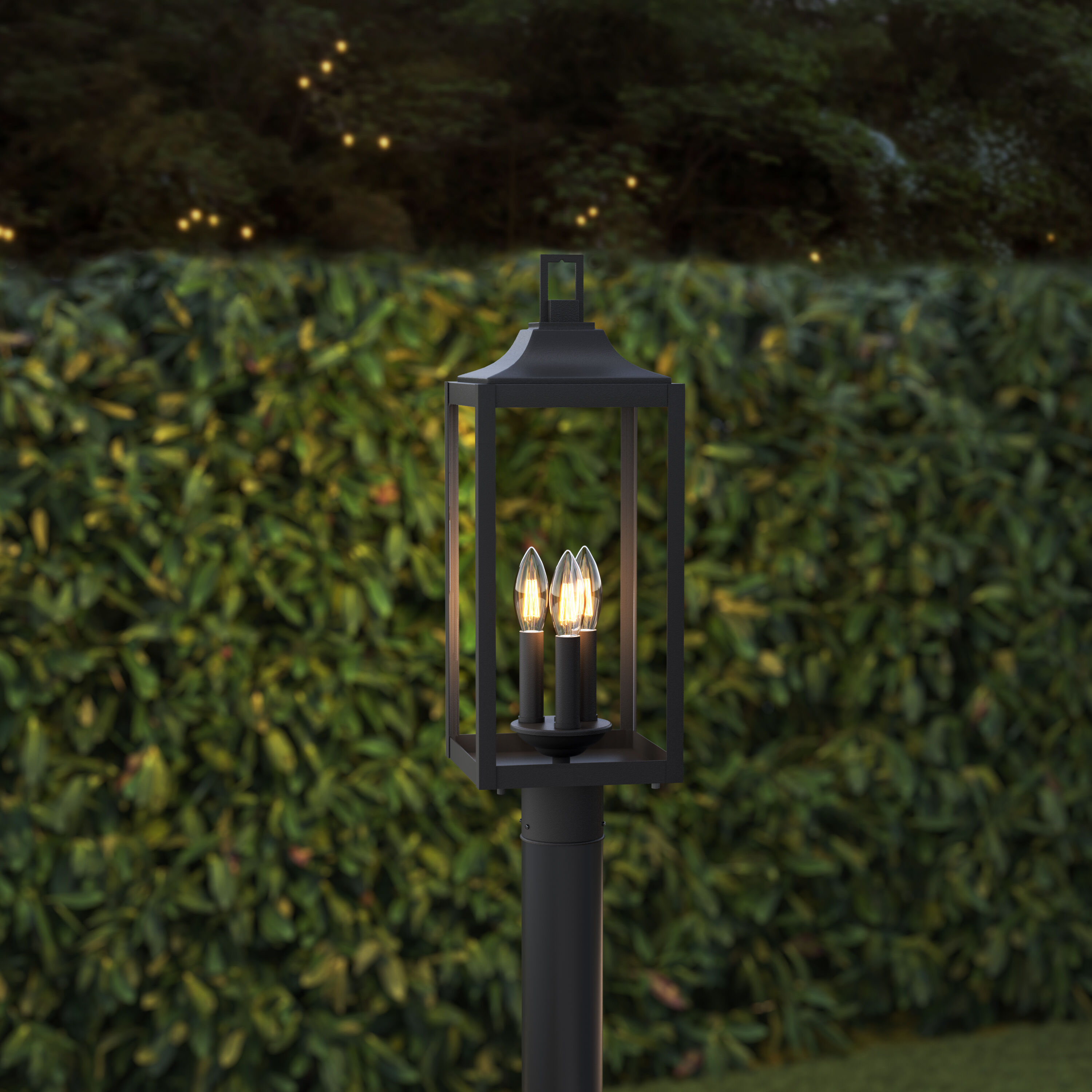 Halston 3 Light 20.5 inch Powder Coated Black Outdoor Post Lantern