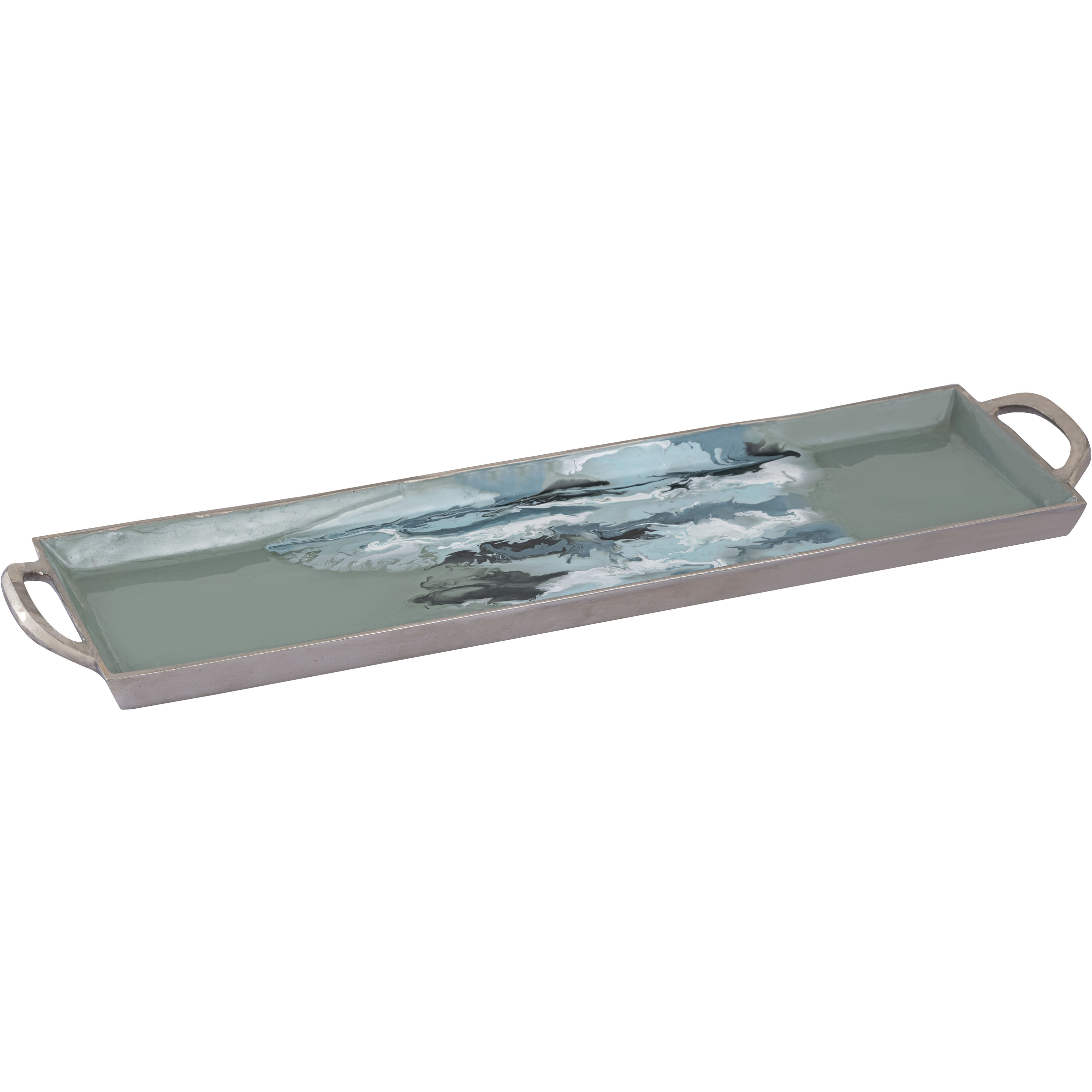 Spindrift Seafoam Green Enamel with Nickel Tray, Set of 2