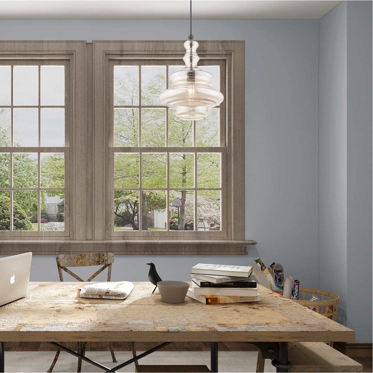 Art Glass 1 Light 12 inch English Bronze Mini Pendant Ceiling Light