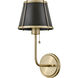 Clarke 1 Light 7.25 inch Warm Brass Sconce Wall Light in Warm Brass with Black