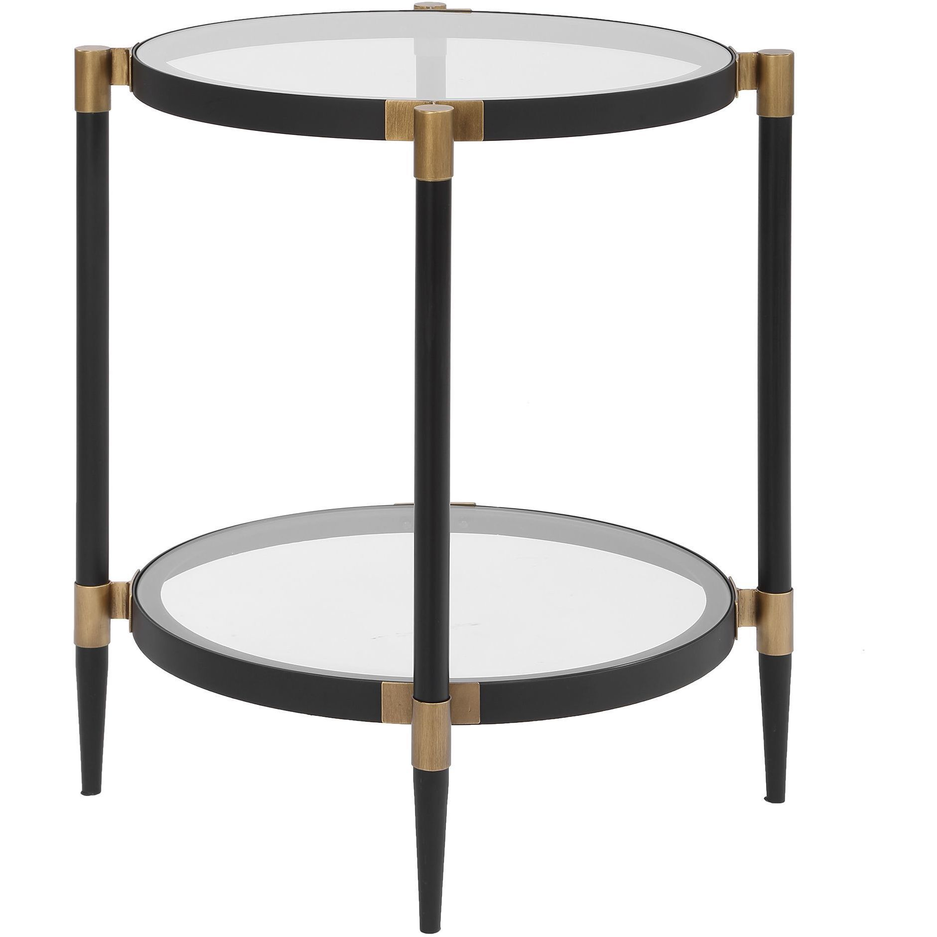Chadid 23.75 X 21.75 inch Black and Gold with Glass Side Table