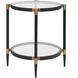 Chadid 23.75 X 21.75 inch Black and Gold with Glass Side Table