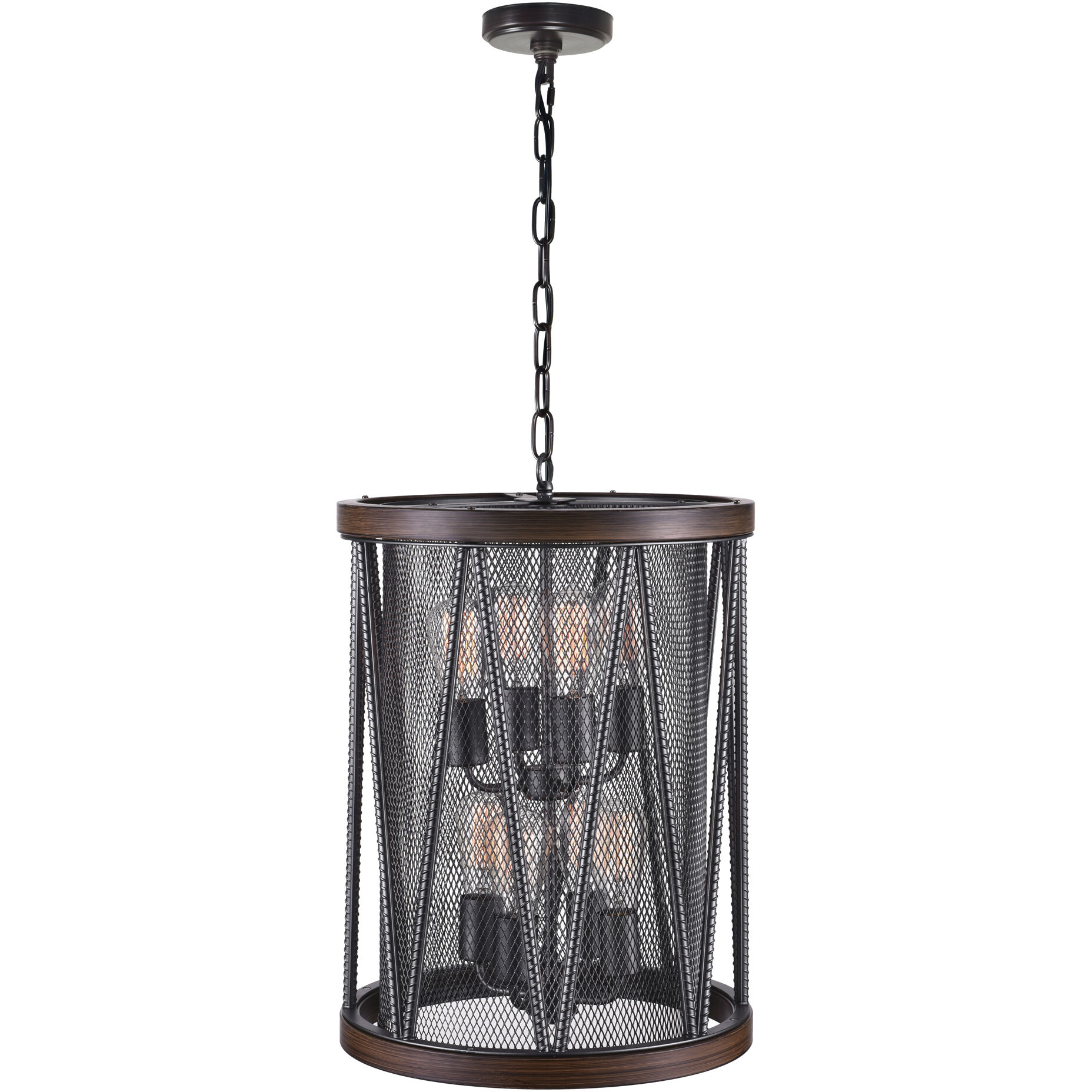 Parsh 8 Light 16 inch Pewter Drum Shade Chandelier Ceiling Light
