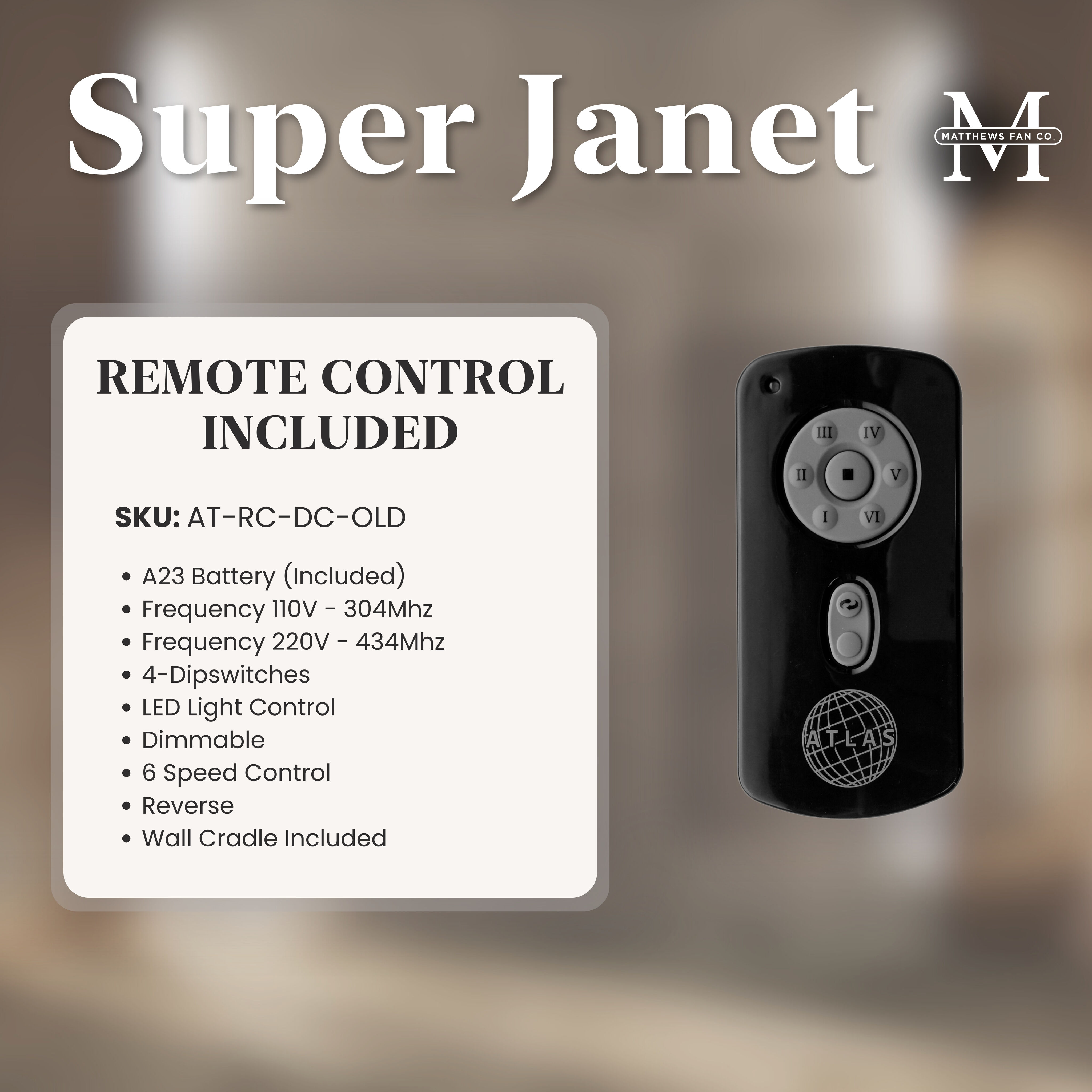 Atlas Super Janet 52 inch Gloss White with Walnut Tone Blades Ceiling Fan, Paddle Fan