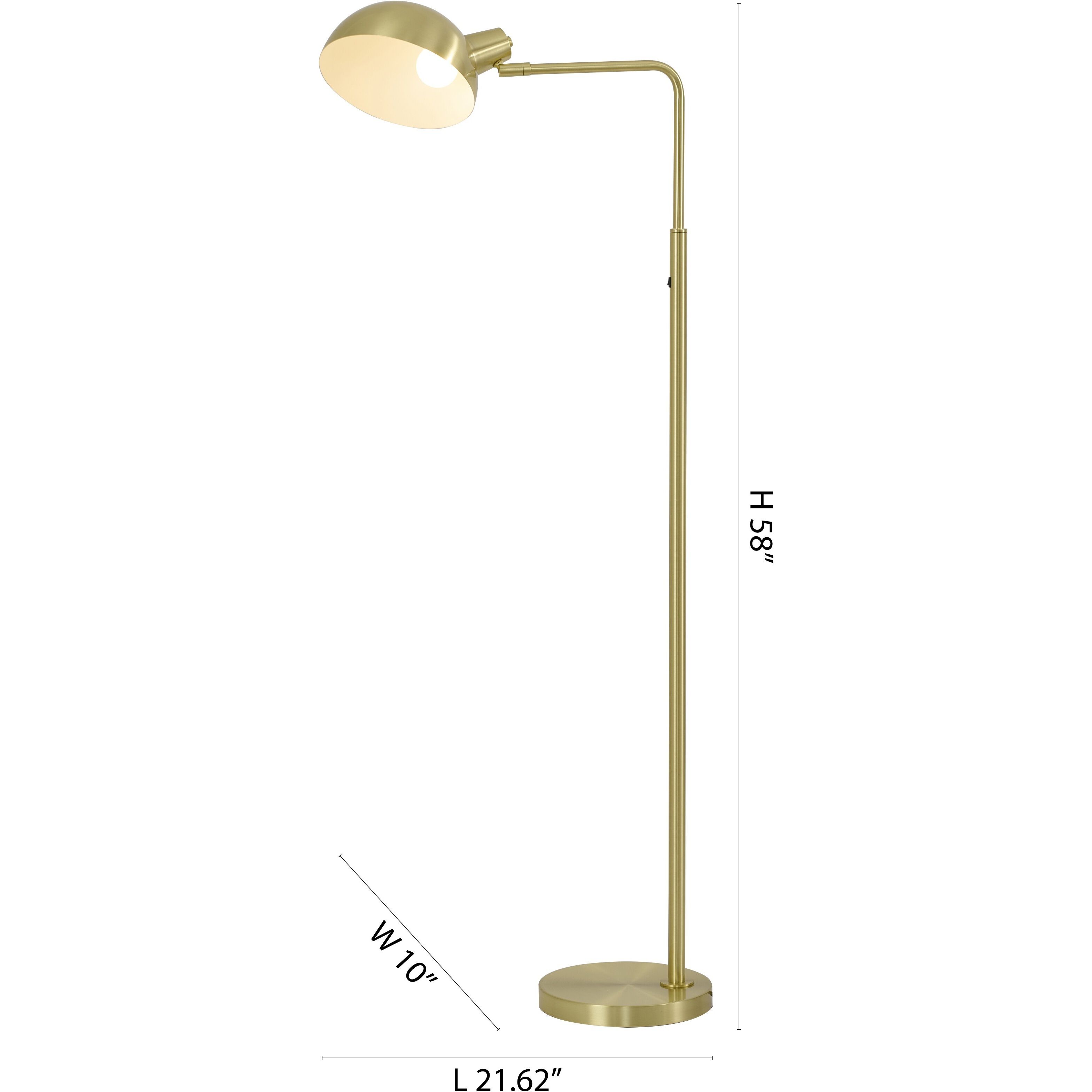 Canada 58 inch 100.00 watt Satin Brass Floor Lamp Portable Light