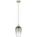 Edison Brookhaven Flute 1 Light 7 inch Brushed Satin Nickel Mini Pendant Ceiling Light in Slate Glass