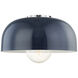 Avery 1 Light 14 inch Polished Nickel Semi Flush Ceiling Light in Navy Metal