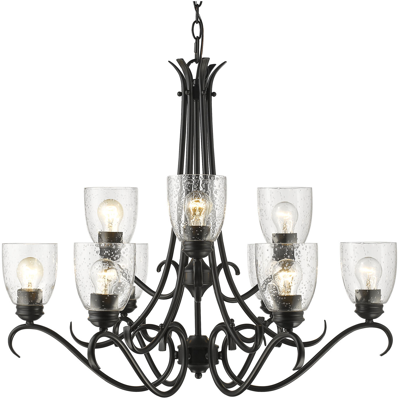 Parrish 9 Light 30.5 inch Matte Black Chandelier Ceiling Light, Large