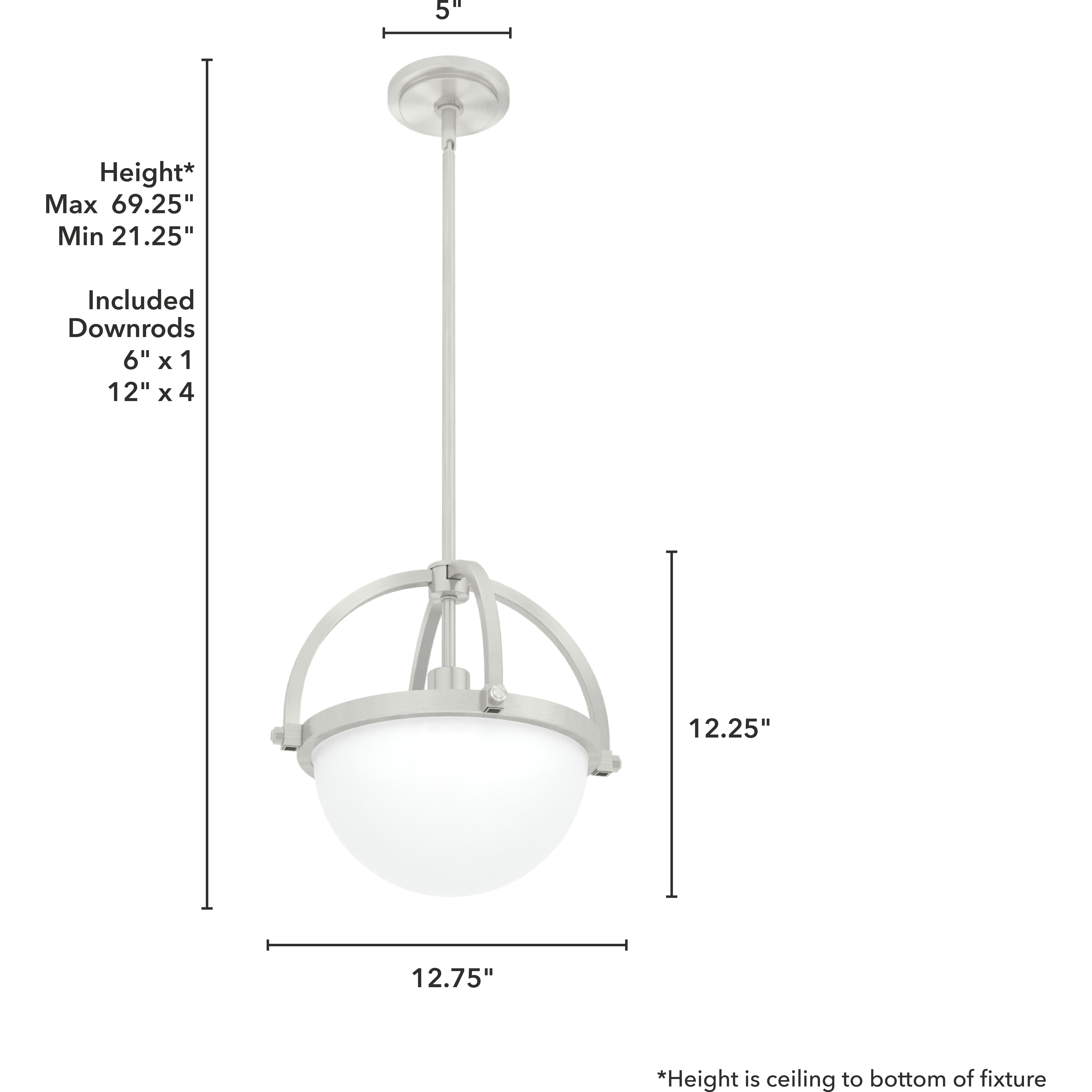 Wedgefield 1 Light 13 inch Brushed Nickel Pendant Ceiling Light