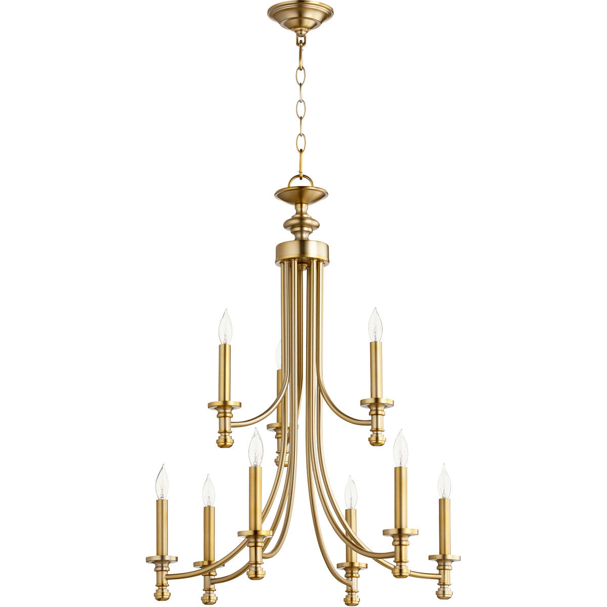 Rossington 9 Light 26.5 inch Aged Brass Chandelier Ceiling Light