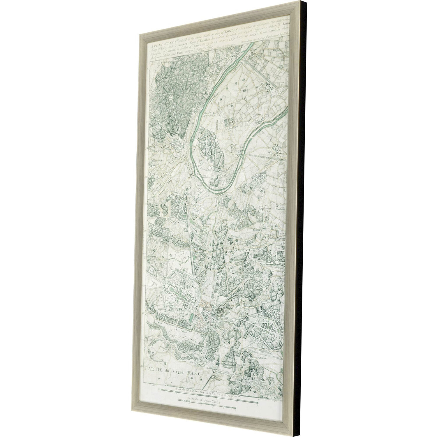 Plan of Paris Green and Beige and Gray and Neutral Framed Art