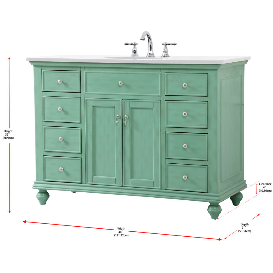 Otto 48 X 21 X 35 inch Vintage Mint Vanity Sink Set